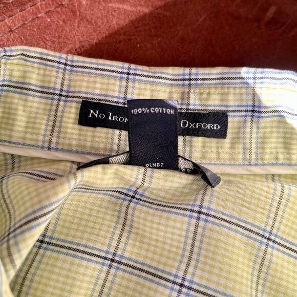 Lands' End Plaid No Iron Pinpoint Oxford Longsleeve Button Down Shirt Size 14 - Picture 11 of 12